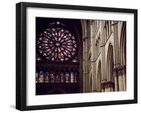 Stained-Glass from Rose Window of North Facade and Pillars of Nave of Cathedral of Notre-Dame-null-Framed Giclee Print