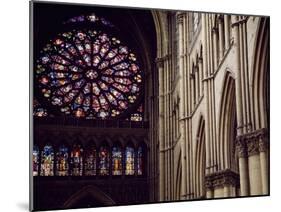 Stained-Glass from Rose Window of North Facade and Pillars of Nave of Cathedral of Notre-Dame-null-Mounted Giclee Print