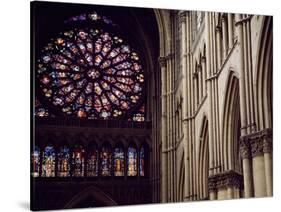 Stained-Glass from Rose Window of North Facade and Pillars of Nave of Cathedral of Notre-Dame-null-Stretched Canvas