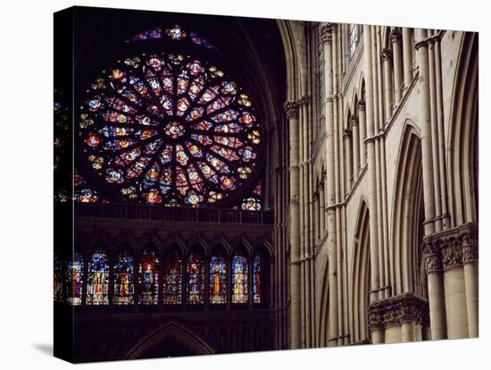 Stained-Glass from Rose Window of North Facade and Pillars of Nave of Cathedral of Notre-Dame-null-Stretched Canvas