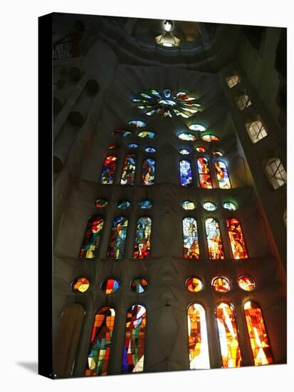Stained Glass in Sagrada Familia, Barcelona, Catalonia, Spain, Europe-null-Stretched Canvas