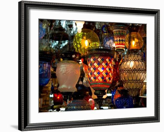 Stained Glass Lamp Vendor in Spice Market, Istanbul, Turkey-Darrell Gulin-Framed Photographic Print