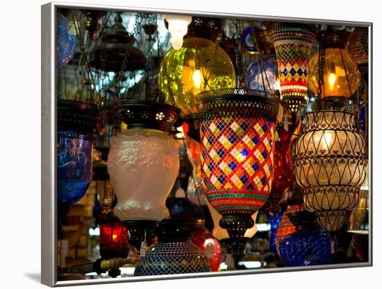 Stained Glass Lamp Vendor in Spice Market, Istanbul, Turkey-Darrell Gulin-Framed Photographic Print