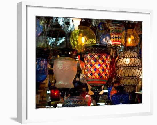 Stained Glass Lamp Vendor in Spice Market, Istanbul, Turkey-Darrell Gulin-Framed Photographic Print