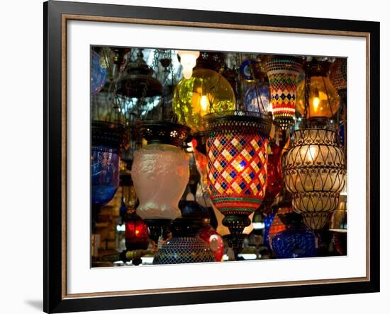 Stained Glass Lamp Vendor in Spice Market, Istanbul, Turkey-Darrell Gulin-Framed Photographic Print