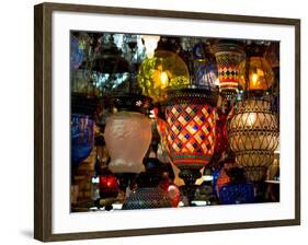 Stained Glass Lamp Vendor in Spice Market, Istanbul, Turkey-Darrell Gulin-Framed Photographic Print