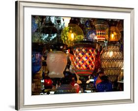 Stained Glass Lamp Vendor in Spice Market, Istanbul, Turkey-Darrell Gulin-Framed Photographic Print