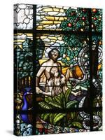 Stained Glass of Adam and Eve in the Garden of Eden, Vienna, Austria, Europe-Godong-Stretched Canvas