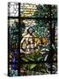 Stained Glass of Adam and Eve in the Garden of Eden, Vienna, Austria, Europe-Godong-Stretched Canvas