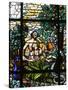 Stained Glass of Adam and Eve in the Garden of Eden, Vienna, Austria, Europe-Godong-Stretched Canvas