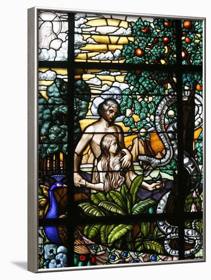 Stained Glass of Adam and Eve in the Garden of Eden, Vienna, Austria, Europe-Godong-Framed Photographic Print