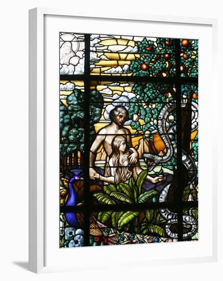 Stained Glass of Adam and Eve in the Garden of Eden, Vienna, Austria, Europe-Godong-Framed Photographic Print