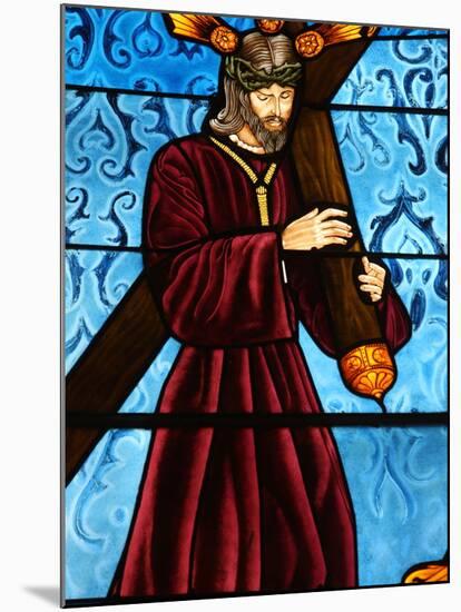 Stained Glass of Jesus Carrying His Cross, San Jeronimo's Church, Madrid, Spain, Europe-Godong-Mounted Photographic Print