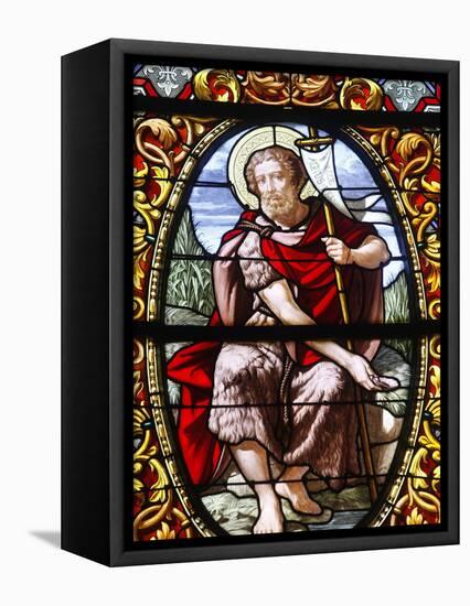 Stained Glass of John the Baptist, Saint-Louis Cathedral, Versailles, France, Europe-null-Framed Stretched Canvas