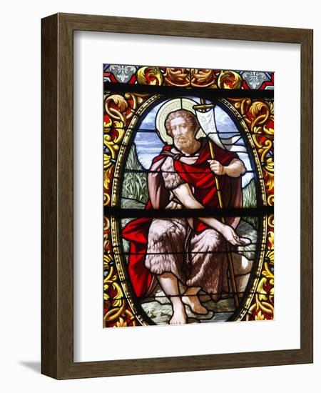 Stained Glass of John the Baptist, Saint-Louis Cathedral, Versailles, France, Europe-null-Framed Photographic Print