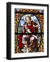 Stained Glass of John the Baptist, Saint-Louis Cathedral, Versailles, France, Europe-null-Framed Photographic Print
