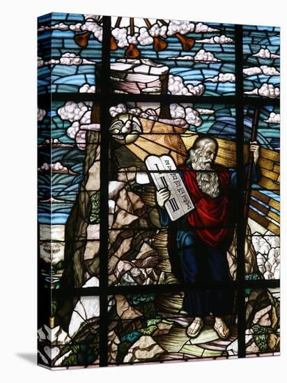 Stained Glass of Moses Holding the Tablets of the Law, Vienna, Austria, Europe-Godong-Stretched Canvas