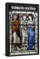 Stained glass of St. Cecilia, Oxford's Cathedral at Christ Church College, Oxford-Godong-Framed Photographic Print