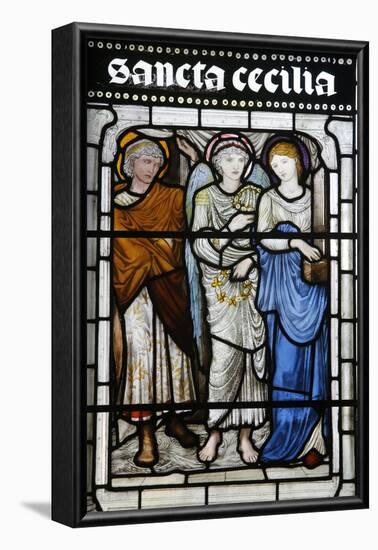 Stained glass of St. Cecilia, Oxford's Cathedral at Christ Church College, Oxford-Godong-Framed Photographic Print