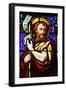 Stained glass of St. John the Baptist, in St. Paul's church, Lyon, Rhone, France-Godong-Framed Photographic Print