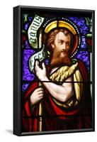Stained glass of St. John the Baptist, in St. Paul's church, Lyon, Rhone, France-Godong-Framed Photographic Print