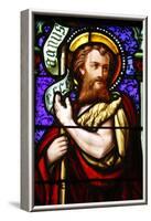 Stained glass of St. John the Baptist, in St. Paul's church, Lyon, Rhone, France-Godong-Framed Photographic Print