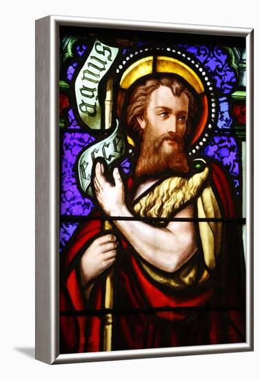 Stained glass of St. John the Baptist, in St. Paul's church, Lyon, Rhone, France-Godong-Framed Photographic Print