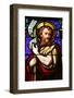 Stained glass of St. John the Baptist, in St. Paul's church, Lyon, Rhone, France-Godong-Framed Photographic Print