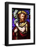 Stained glass of St. John the Baptist, in St. Paul's church, Lyon, Rhone, France-Godong-Framed Photographic Print