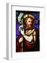 Stained glass of St. John the Baptist, in St. Paul's church, Lyon, Rhone, France-Godong-Framed Photographic Print