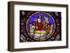 Stained glass of St. Peter fishing in Ainay Basilica, Lyon, Rhone, France-Godong-Framed Photographic Print