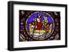 Stained glass of St. Peter fishing in Ainay Basilica, Lyon, Rhone, France-Godong-Framed Photographic Print