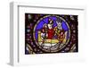 Stained glass of St. Peter fishing in Ainay Basilica, Lyon, Rhone, France-Godong-Framed Photographic Print