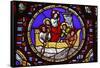 Stained glass of St. Peter fishing in Ainay Basilica, Lyon, Rhone, France-Godong-Framed Stretched Canvas