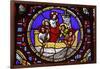 Stained glass of St. Peter fishing in Ainay Basilica, Lyon, Rhone, France-Godong-Framed Photographic Print