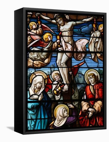 Stained Glass of the Crucifixion, San Jeronimo's Church, Madrid, Spain, Europe-Godong-Framed Stretched Canvas