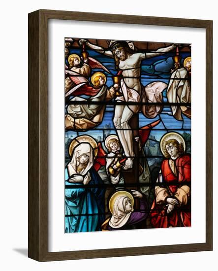 Stained Glass of the Crucifixion, San Jeronimo's Church, Madrid, Spain, Europe-Godong-Framed Photographic Print