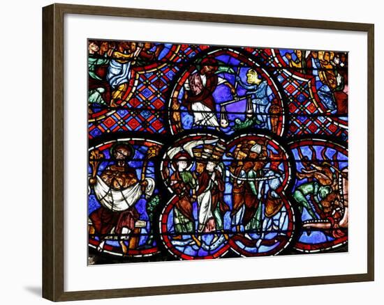 Stained Glass of the Last Judgment in Bourges Cathedral, Bourges, Cher, France, Europe-null-Framed Photographic Print