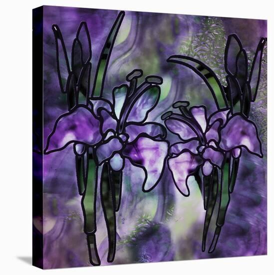 Stained Glass Orchids-Mindy Sommers-Stretched Canvas