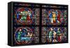 Stained-Glass Polychrome Window of Choir, Notre Dame Cathedral, Paris, Ile-De-France-null-Framed Stretched Canvas