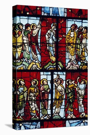 Stained-Glass Window Depicting Ascension, Saint-Julien Cathedral, Le Mans, France, 13th Century-null-Stretched Canvas