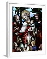 Stained Glass Window Depicting Jesus Welcoming Children, Billingshurst, Sussex-Godong-Framed Photographic Print
