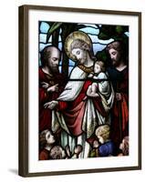 Stained Glass Window Depicting Jesus Welcoming Children, Billingshurst, Sussex-Godong-Framed Photographic Print