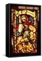 Stained Glass Window Depicting St. George and the Dragon from Cologne, circa 1300-null-Framed Stretched Canvas