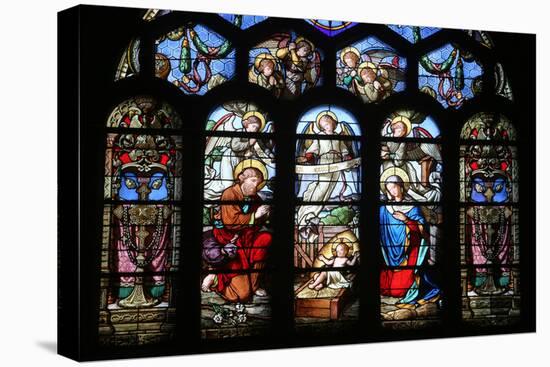 Stained Glass Window Depicting the Nativity, St. Eustache Church, Paris, France, Europe-Godong-Stretched Canvas