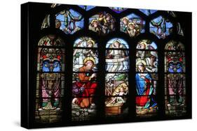 Stained Glass Window Depicting the Nativity, St. Eustache Church, Paris, France, Europe-Godong-Stretched Canvas