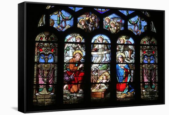 Stained Glass Window Depicting the Nativity, St. Eustache Church, Paris, France, Europe-Godong-Framed Stretched Canvas