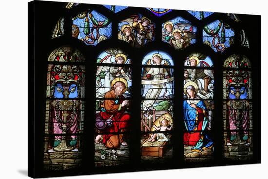 Stained Glass Window Depicting the Nativity, St. Eustache Church, Paris, France, Europe-Godong-Stretched Canvas