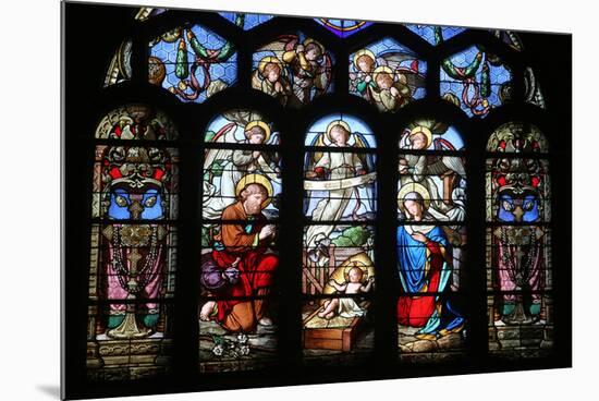 Stained Glass Window Depicting the Nativity, St. Eustache Church, Paris, France, Europe-Godong-Mounted Photographic Print