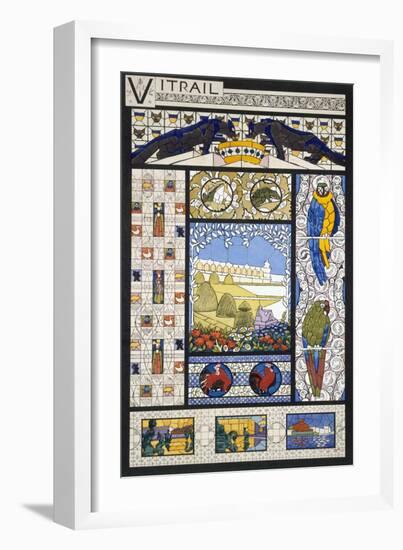 Stained Glass Window Designs, from 'Decorative Sketches', C.1895 (Colour Litho)-Rene Binet-Framed Giclee Print